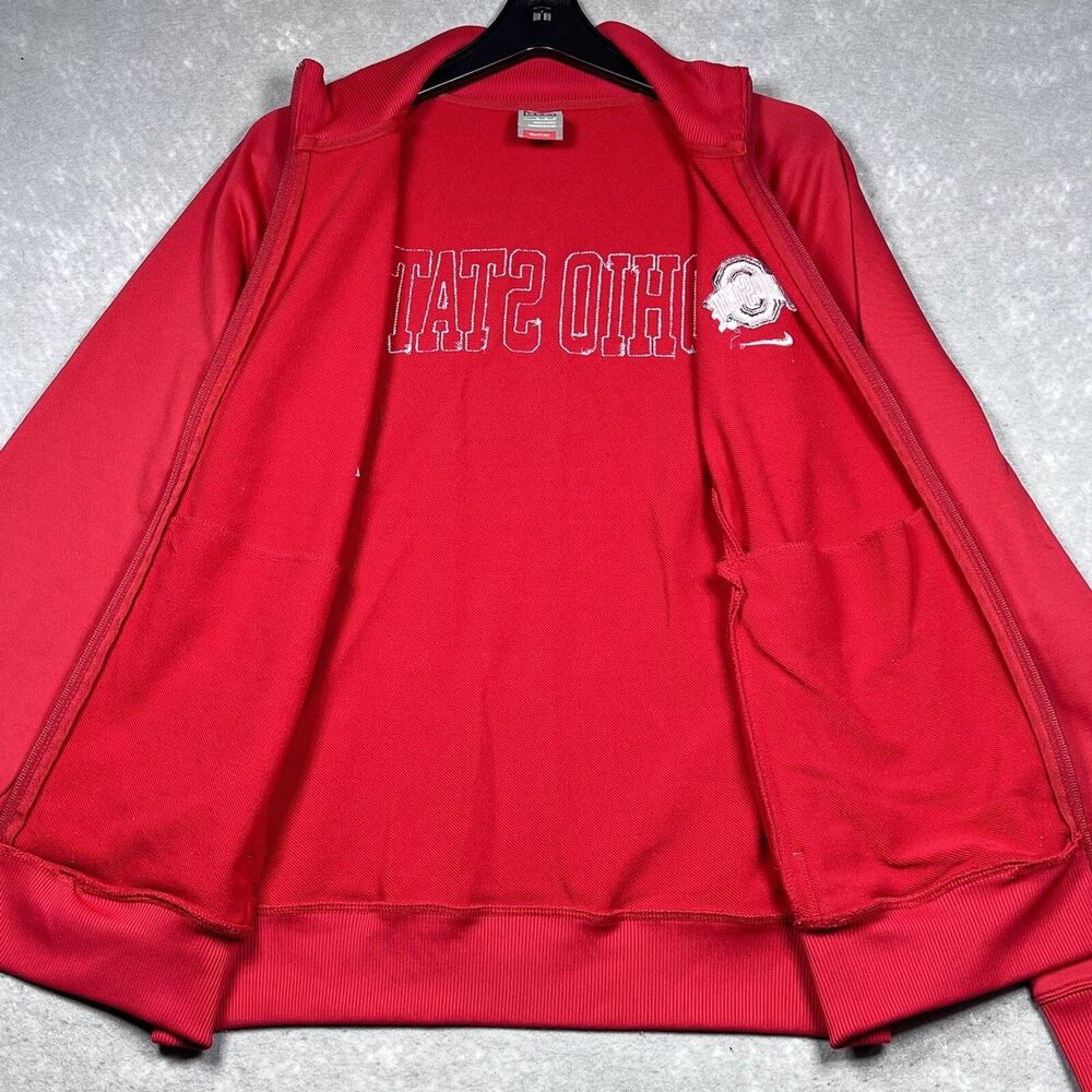 Vintage Nike Team Sweatshirt Men’s Medium Red Ohio State Buckeye Full Zip Swoosh - Picture 10 of 16
